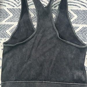 L/XL zenana Ribbed charcoal gray black bralette